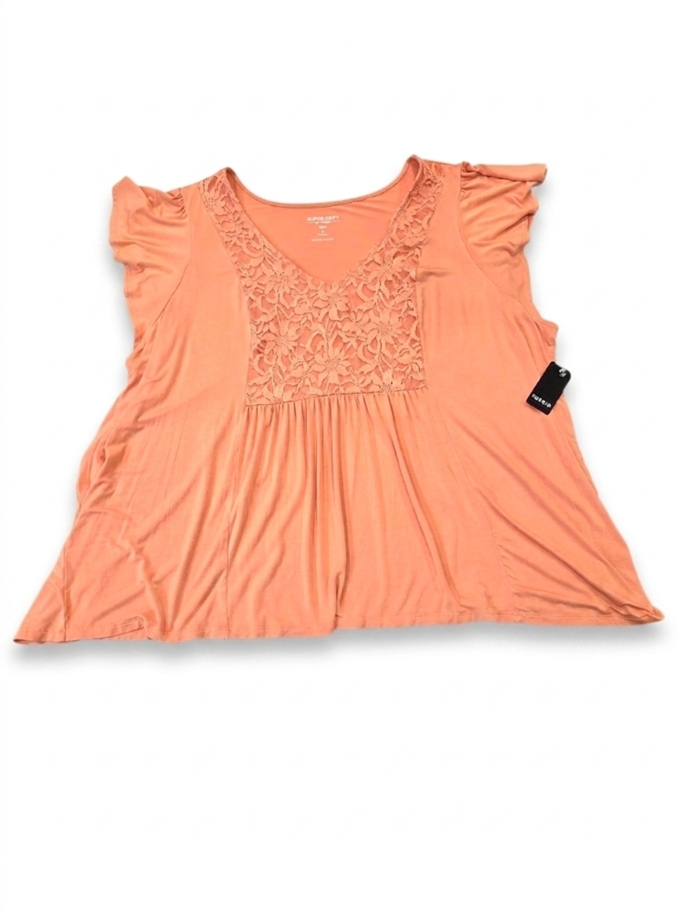 NWT Torrid Super Soft Lace V-Neck Ruffle Flutter Sleeve Tank in Peach Bloom - 5X